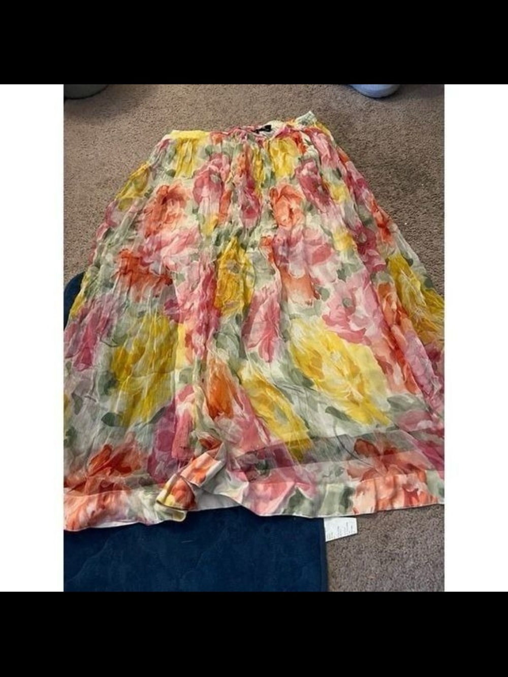 Phool Floral Chiffon Maxi Skirt - Yellow & Pink